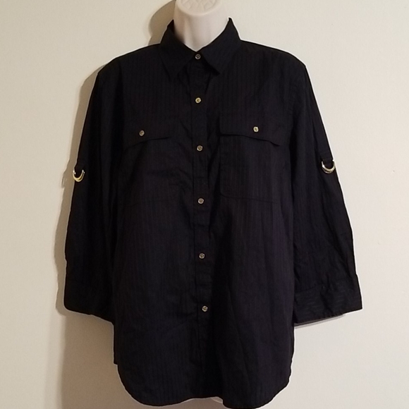 Lauren Ralph Lauren women's black with gold blouse - Picture 10 of 17